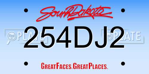 254DJ2 South Dakota License Plate