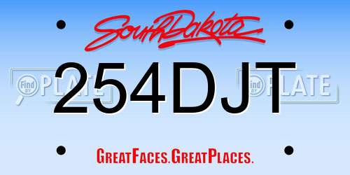 254DJT South Dakota License Plate