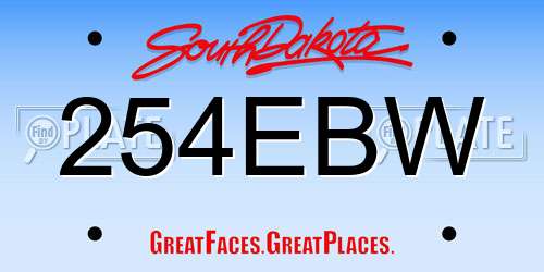 254EBW South Dakota License Plate