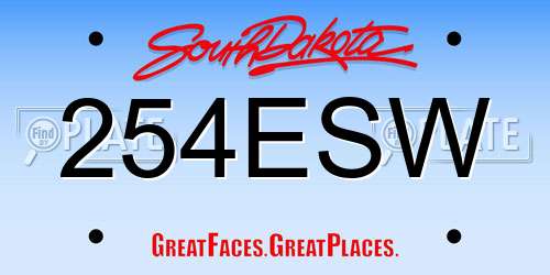 254ESW South Dakota License Plate