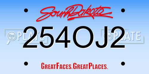 254OJ2 South Dakota License Plate