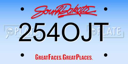 254OJT South Dakota License Plate