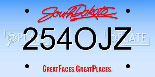 254OJZ South Dakota License Plate