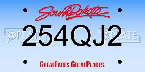 254QJ2 South Dakota License Plate