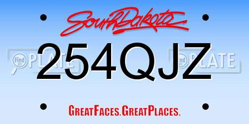 254QJZ South Dakota License Plate