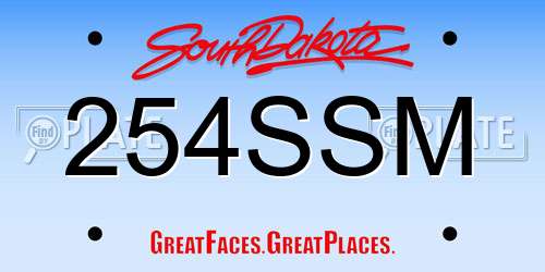 254SSM South Dakota License Plate