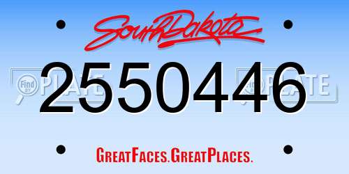 2550446 South Dakota License Plate