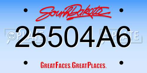 25504A6 South Dakota License Plate