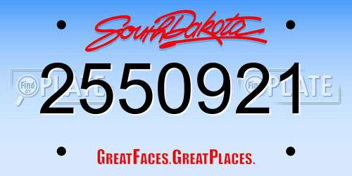 2550921 South Dakota License Plate