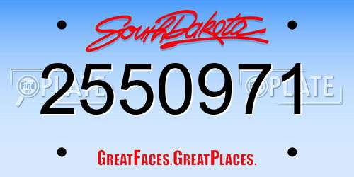 2550971 South Dakota License Plate