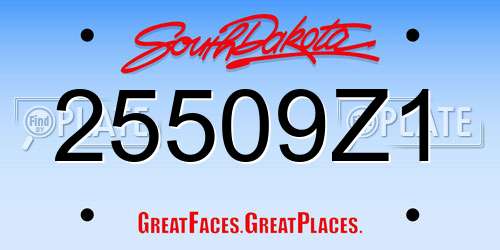 25509Z1 South Dakota License Plate