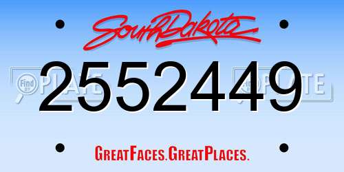 2552449 South Dakota License Plate