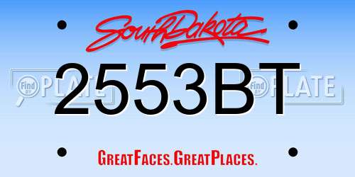 2553BT South Dakota License Plate