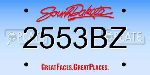 2553BZ South Dakota License Plate