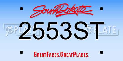 2553ST South Dakota License Plate