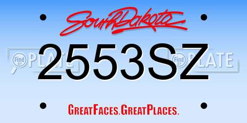 2553SZ South Dakota License Plate