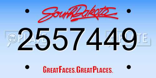 2557449 South Dakota License Plate