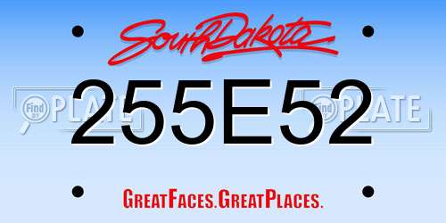 255E52 South Dakota License Plate
