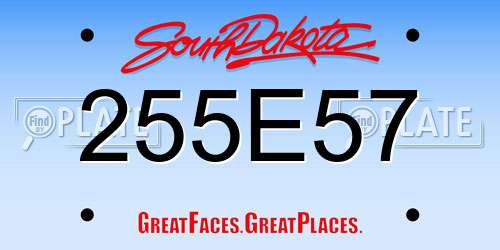 255E57 South Dakota License Plate