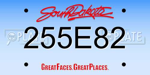 255E82 South Dakota License Plate