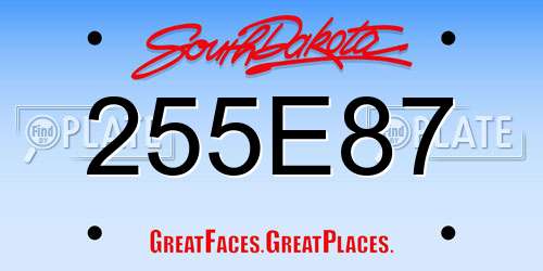 255E87 South Dakota License Plate