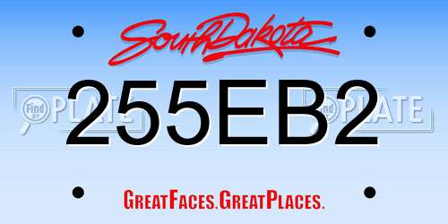 255EB2 South Dakota License Plate