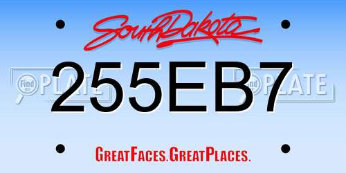 255EB7 South Dakota License Plate
