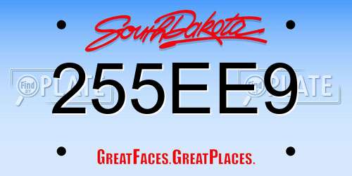 255EE9 South Dakota License Plate