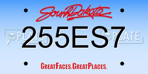 255ES7 South Dakota License Plate