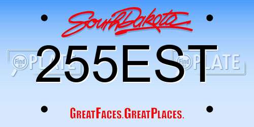 255EST South Dakota License Plate