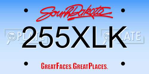 255XLK South Dakota License Plate