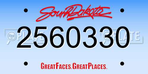 2560330 South Dakota License Plate