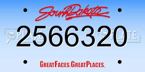 2566320 South Dakota License Plate