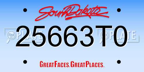 25663T0 South Dakota License Plate
