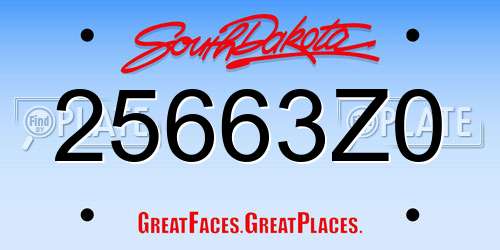 25663Z0 South Dakota License Plate