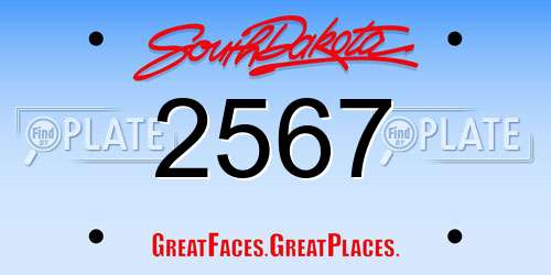 2567 South Dakota License Plate