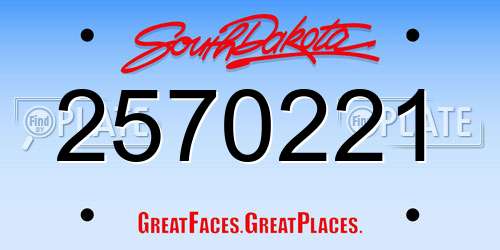 2570221 South Dakota License Plate