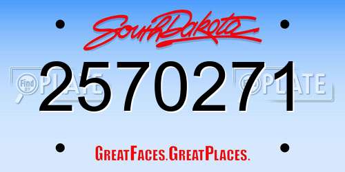 2570271 South Dakota License Plate