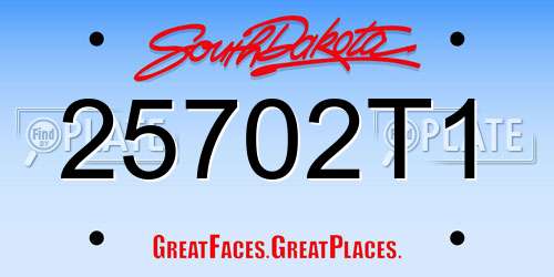 25702T1 South Dakota License Plate