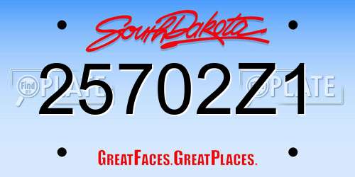 25702Z1 South Dakota License Plate