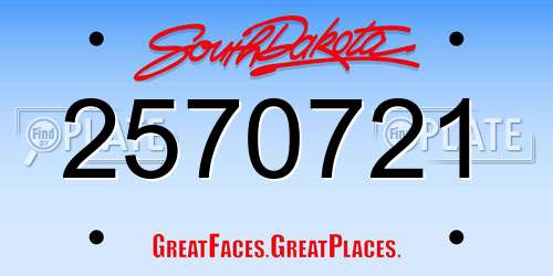 2570721 South Dakota License Plate