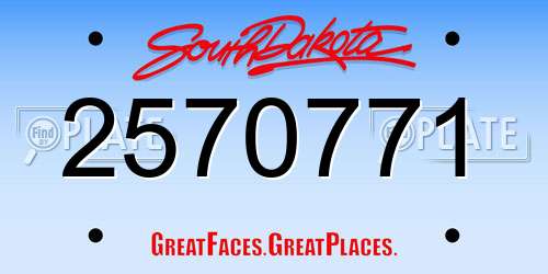 2570771 South Dakota License Plate