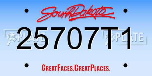 25707T1 South Dakota License Plate
