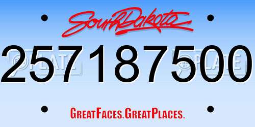 257187500 South Dakota License Plate