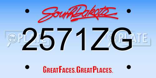 2571ZG South Dakota License Plate