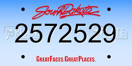2572529 South Dakota License Plate
