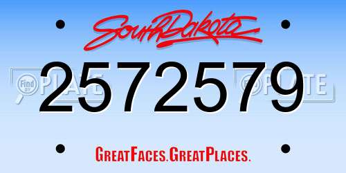 2572579 South Dakota License Plate