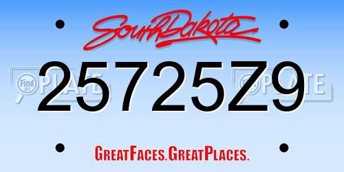 25725Z9 South Dakota License Plate