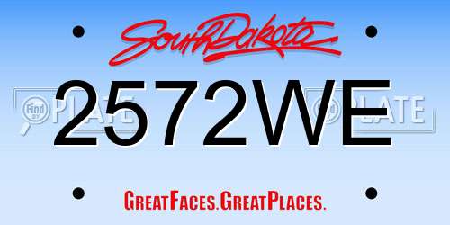 2572WE South Dakota License Plate