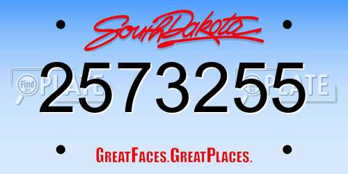 2573255 South Dakota License Plate